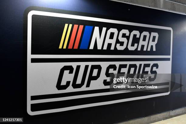 Cup Series logo is seen in the pedestrian tunnel during the NASCAR Cup Series Inaugural Enjoy Illinois 300 Presented by TicketSmarter on June 5 at...