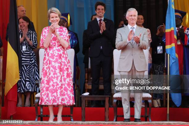 Queen Mathilde of Belgium and King Philippe - Filip of Belgium pictured during a visit to Lubumbashi University, during an official visit of the...