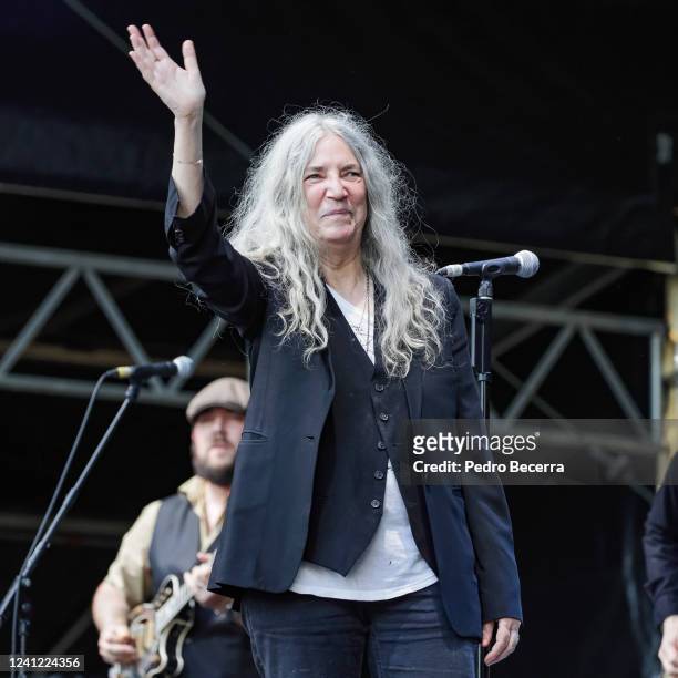 American singer Patti Smith performs live on stage during a concert at the Zitadelle Spandau on June 10, 2022 in Berlin, Germany.