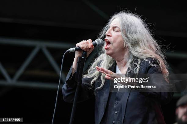 American singer Patti Smith performs live on stage during a concert at the Zitadelle Spandau on June 10, 2022 in Berlin, Germany.