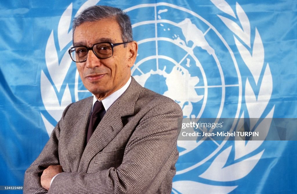 Close Up Boutros Boutros-Ghali At Home In Cairo, Egypt On December 17, 1991.