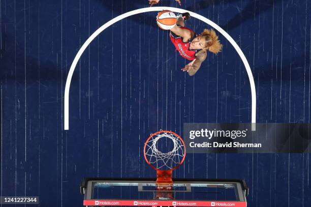 Shakira Austin of the Washington Mystics rebounds the ball during the game against the Minnesota Lynx on June 10, 2022 at Entertainment & Sports...