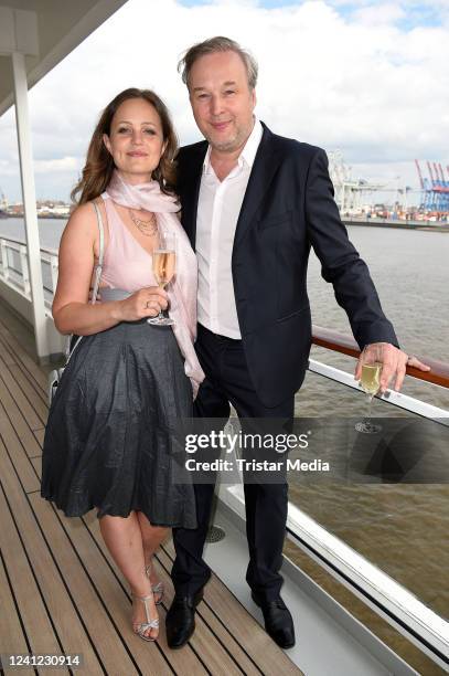 Lidija Grossmann and her husband Stephan Grossmann during the Fashion2Night at MS Europa 2 on June 10, 2022 in Hamburg, Germany.