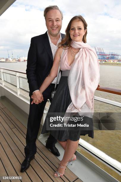 Lidija Grossmann and her husband Stephan Grossmann during the Fashion2Night at MS Europa 2 on June 10, 2022 in Hamburg, Germany.