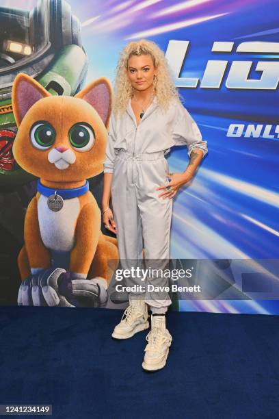 Becca Dudley attends Disney & Pixar's VIP Family Screening of "Lightyear" at Odeon Luxe Leicester Square on June 11, 2022 in London, England.