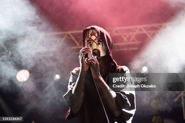 Sleep Token performs on Day 1 of Download festival at Donnington Park on June 10, 2022 in Donnington, England.