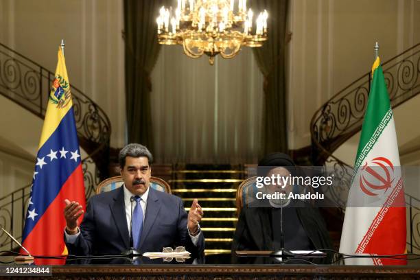 Iranian President Ebrahim Raisi and Venezuelan President, Nicolas Maduro hold joint press conference after their meeting in Tehran, Iran on June 11,...