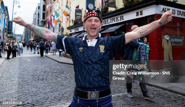 Ryan Sutherland from the Shetland islands outside the Temple Bar before the UEFA Nations League match between Ireland and Scotland at the Aviva...