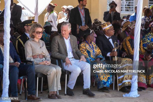 Queen Mathilde of Belgium and King Philippe - Filip of Belgium pictured during a visit to Katanga village, during an official visit of the Belgian...