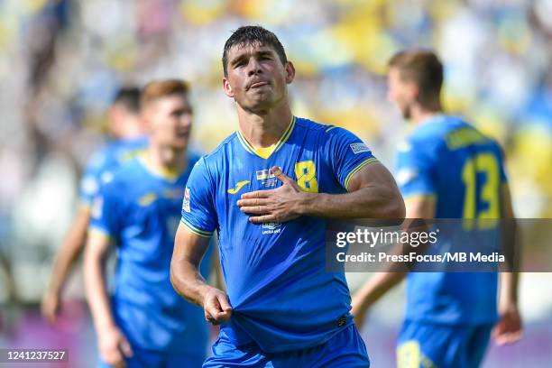 Rusland Malinovskyi of Ukraine celebrates scoring a goal during the UEFA Nations League League B Group 1 match between Ukraine and Armenia at LKS...