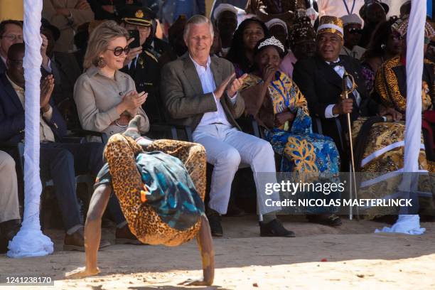 Queen Mathilde of Belgium and King Philippe - Filip of Belgium pictured during a visit to Katanga village, during an official visit of the Belgian...