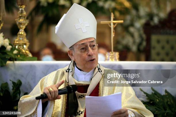 Cardinal Oscar Andres Rodriguez Maradiaga celebrates mass at Suayapa Cathedral on June 11, 2022 in Tegucigalpa, Honduras. Rodriguez is Cardinal of...