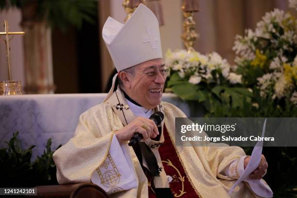 Cardinal Oscar Andres Rodriguez Maradiaga celebrates mass at Suayapa Cathedral on June 11, 2022 in Tegucigalpa, Honduras. Rodriguez is Cardinal of...