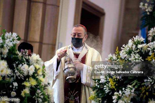 Cardinal Oscar Andres Rodriguez Maradiaga celebrates mass at Suayapa Cathedral on June 11, 2022 in Tegucigalpa, Honduras. Rodriguez is Cardinal of...