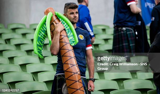 Scotland fan at full time during a UEFA Nations League match between Ireland and Scotland at the Aviva Stadium, on June 11 in Dublin, Ireland.