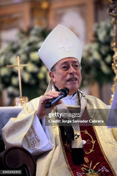 Cardinal Oscar Andres Rodriguez Maradiaga celebrates mass at Suayapa Cathedral on June 11, 2022 in Tegucigalpa, Honduras. Rodriguez is Cardinal of...