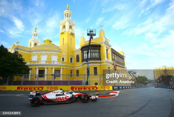 Kevin Magnussenâââââââ of Haas competes in the qualification lap of the Azerbaijan Grand Prix, the 8th stage of the season in Formula 1, held in...