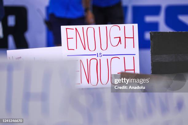 Demonstrators are gathered at the National Mall during the 'March For Our Lives' to protest gun violence in Washington, D.C., United States, on June...