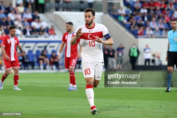 Hakan Calhanoglu of Turkiye in action during UEFA Nations League C group 1 match between Turkiye and Luxembourg National Football Teams in Luxembourg...