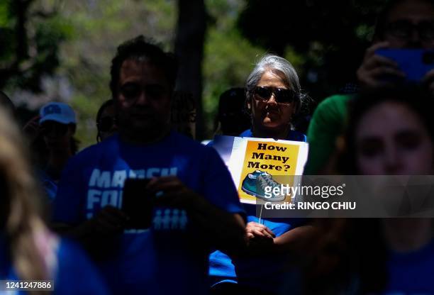 Demonstrators join the "March for Our Lives" rally in Los Angeles, California, on June 11, 2022. - Protesters are demonstrating across the US for...