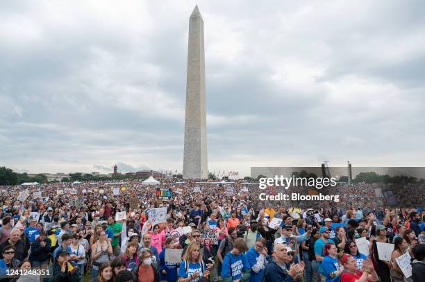 Demonstrators during a March For Our Lives rally near the Washington Monument in Washington, D.C., US, on Saturday, June 11, 2022. In the wake of the...