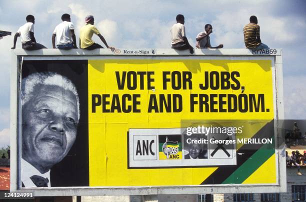 Nelson Mandela at 1961 Massacre Commemoration In Sharpeville, South Africa On March 21, 1994 - ANC meeting.