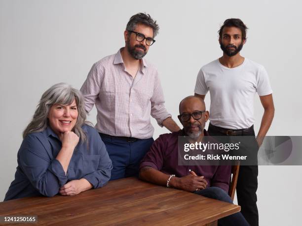 Annie La Ganga, Andrew Bujalski, Lennie James and Avi Nash from the film 'There There' poses for a portrait during the 2022 Tribeca Film Festival at...