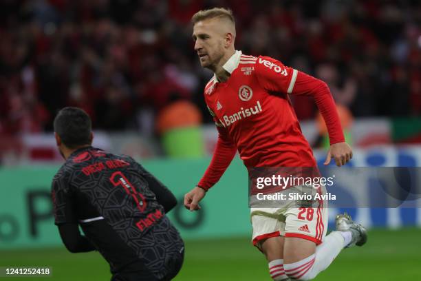 Pedro Henrique of Internacional celebrates after scoring the third goal of his team during the match between Internacional and Flamengo as part of...