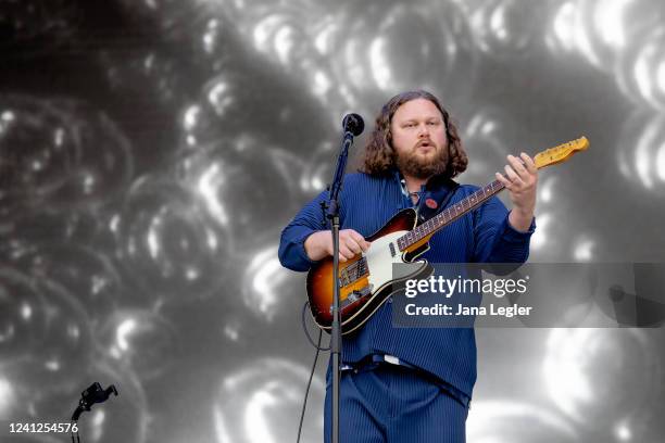 Joe Newman of British band Alt-J performs live on stage during Tempelhof Sounds at Tempelhof Airport on June 10, 2022 in Berlin, Germany.