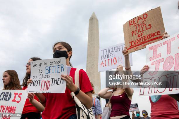 June 11: Natalia Peña holds up a sig at the March for our Lives rally against gun violence at the National Mall in Washington, D.C. On June 11, 2022.