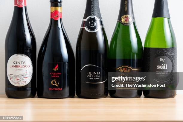 Wines left to right: Cinta Lambrusco DellEmilia Rosso, Cantina della Volta Brutrosso Lambrusco di Sorbara 2017, Quinta do Ferro Tinto Bruto, Roederer...