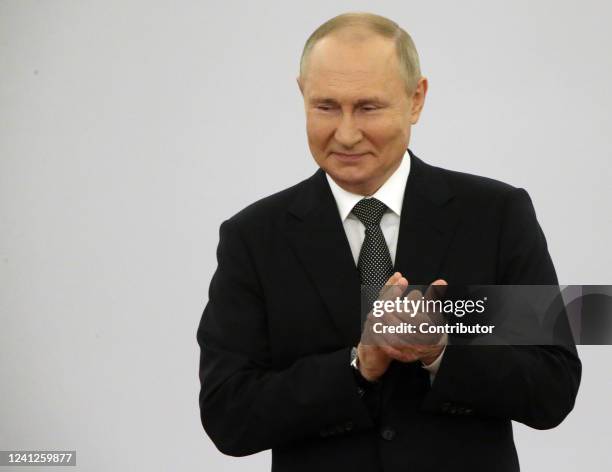 Russian President Vladimir Putin attends the State Awarding Ceremony at the Grand Kremlin Palace, June 2022, in Moscow, Rusia. Russia Day, celebrated...