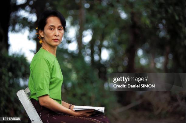 Close -up Aung San Suu Kyi in Myanmar in September, 1995.