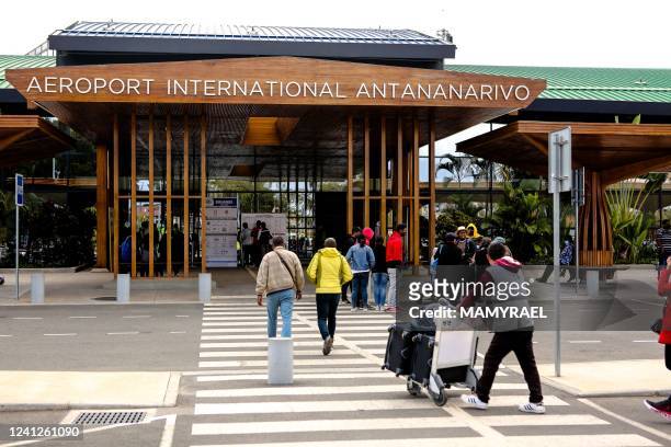 Passengers are seen at the Antananarivo International Airpot Ivato on June 12, 2022.