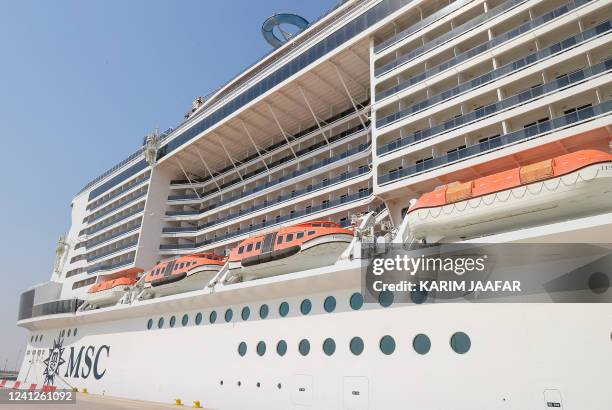 Picture taken on June 9 shows the MSC Bellissima moored at Hamad Port in the capital Doha.