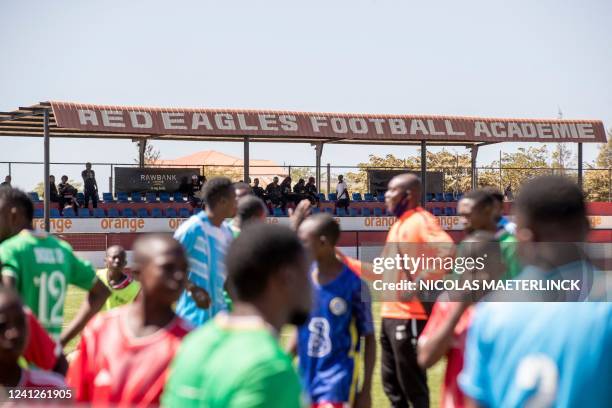 Illustration picture shows a visit to the facilities of the football club Red-Eagles,on the Joli site in Lubumbashi, in marge of an official visit of...