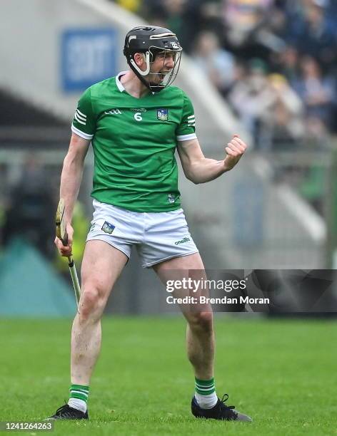 Tipperary , Ireland - 5 June 2022; Declan Hannon of Limerick celebrates after putting his side ahead with the second last point of normal time during...