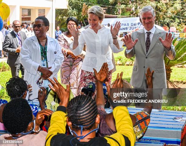 Queen Mathilde of Belgium, DRC Congo doctor Denis Mukwege and King Philippe - Filip of Belgium pictured during a visit to the Panzi hospital, part of...