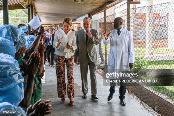 Queen Mathilde of Belgium, DRC Congo doctor Denis Mukwege and King Philippe - Filip of Belgium pictured during a visit to the Panzi hospital, part of...