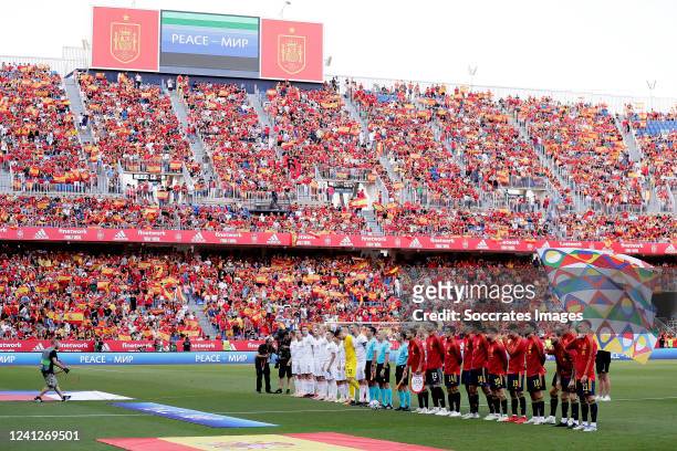 Players of Spain during the UEFA Nations league match between Spain v Czech Republic at the Estadio La Rosaleda on June 12, 2022 in Malaga Spain