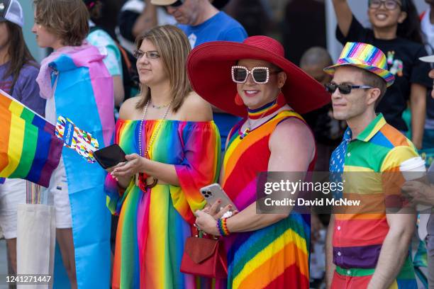 People watch the annual Pride Parade on June 12, 2022 in the Hollywood section of Los Angeles, California. After a two-year hiatus due to the...