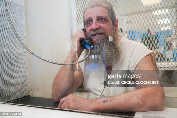 Death row inmate Hank Skinner speaks during an interview with AFP, in the visiting room at the Allan B. Polunsky prison in Livingston, Texas, on May...