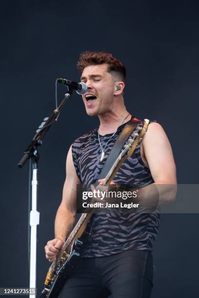 Mike Kerr of British band Royal Blood performs live on stage during Tempelhof Sounds at Tempelhof Airport on June 12, 2022 in Berlin, Germany.