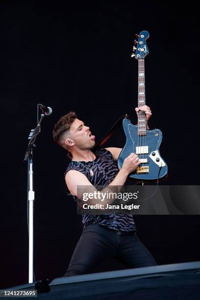 Mike Kerr of British band Royal Blood performs live on stage during Tempelhof Sounds at Tempelhof Airport on June 12, 2022 in Berlin, Germany.