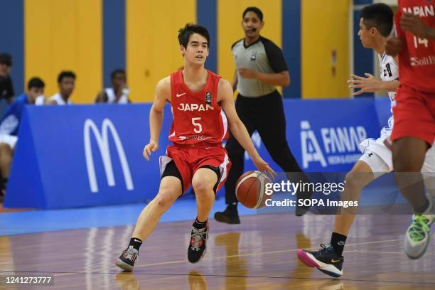 Kei Rooney of Japan Basketball team in action during the 2022 FIBA U16 Asian Championship match between Kuwait and Japan at Al-Gharafa Sports...