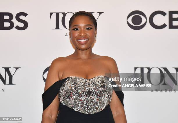 Singer-actress Jennifer Hudson, co-producer of the winning musical "A Strange Loop", poses in the press room during the 75th Annual Tony Awards at 3...