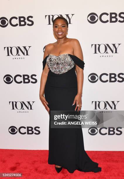 Singer-actress Jennifer Hudson, co-producer of the winning musical "A Strange Loop", poses in the press room during the 75th Annual Tony Awards at 3...