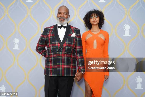 David Alan Grier and Luisa Danbi Grier-Kim attend The 75th Annual Tony Awards - Arrivals on June 12, 2022 at Radio City Music Hall in New York City.