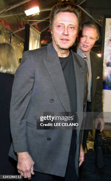 Cast member Christopher Walken arrives with fellow actor John Voight for the premiere of the film "Catch Me If You Can", 16 December 2002 in the...