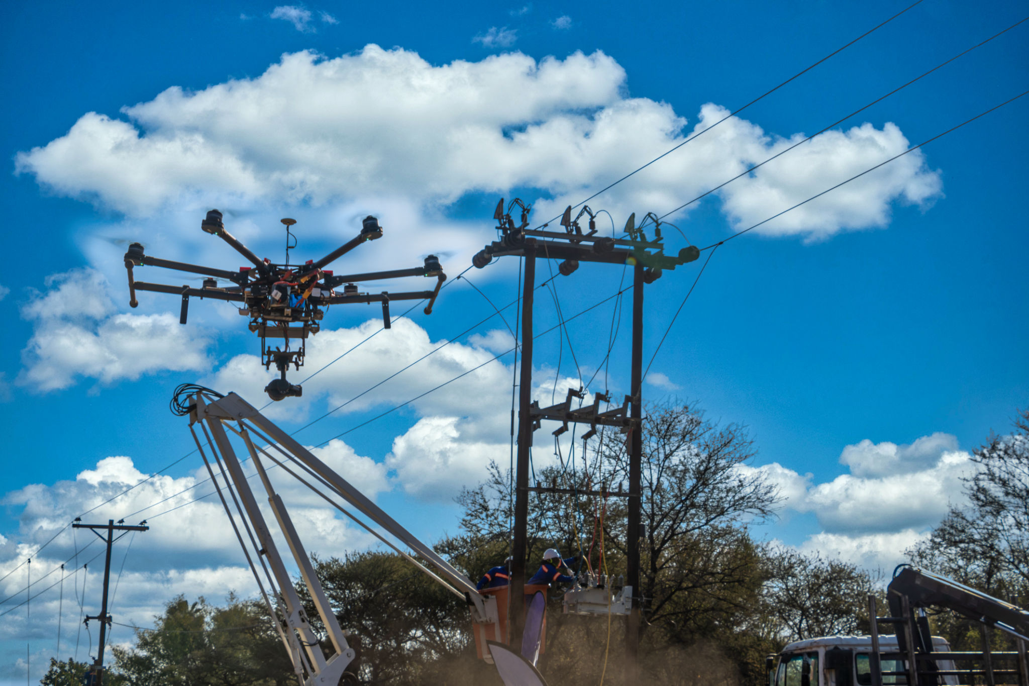 drones inspecting power lines